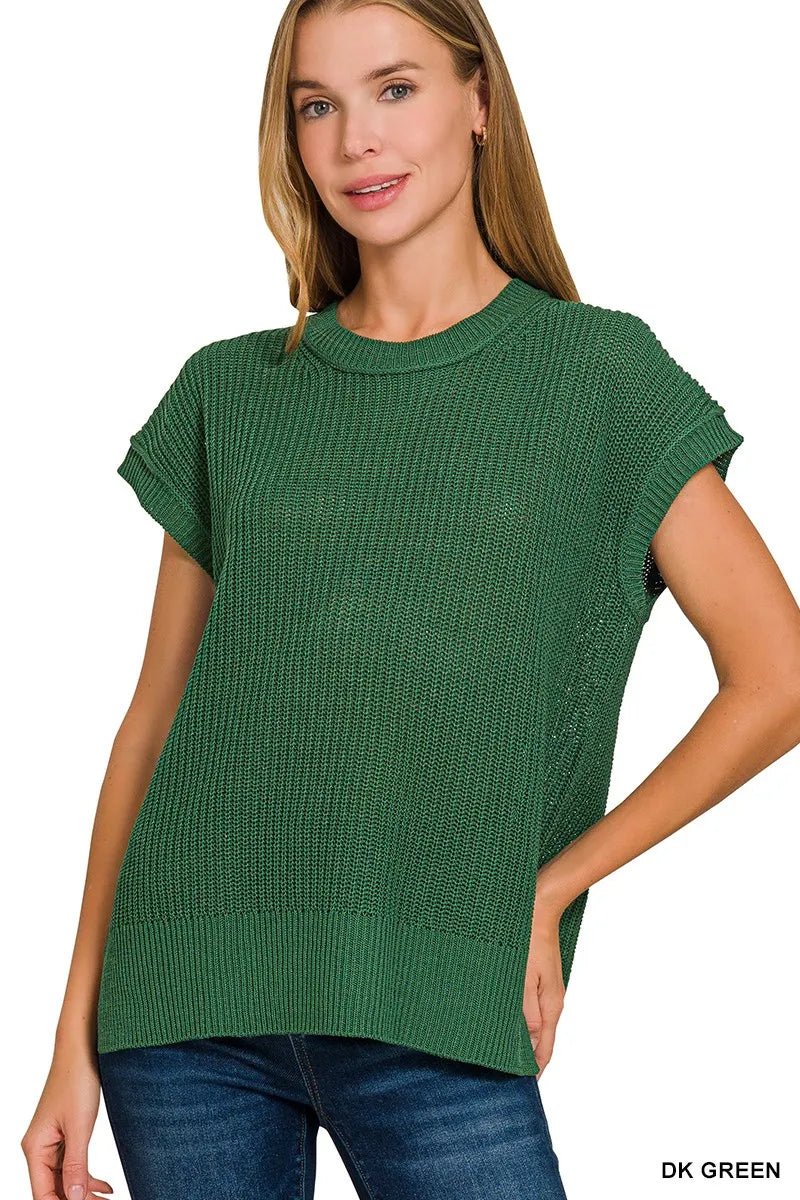 Zenana Oversized Crew Neck Sweater - H&A Outlet