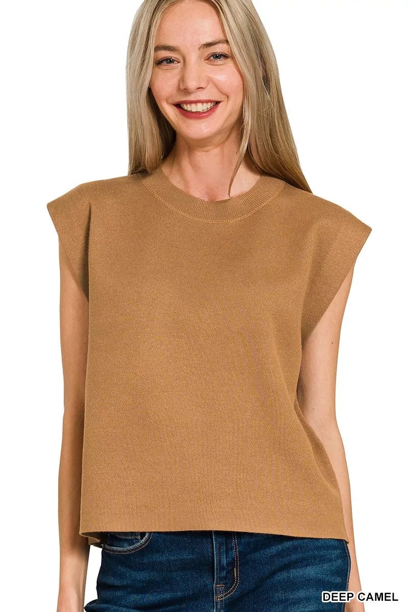 Zenana Round Neck Viscose Sweater Vest - H&A Outlet