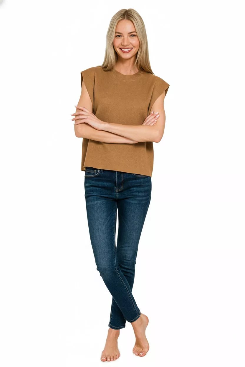 Zenana Round Neck Viscose Sweater Vest - H&A Outlet