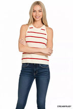 Zenana Stripe Sweater Tank Top - H&A Outlet
