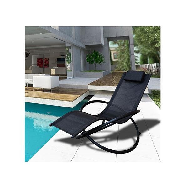 Zero Gravity Portable Foldable Rocking Chair Recliner Black - H&A Outlet