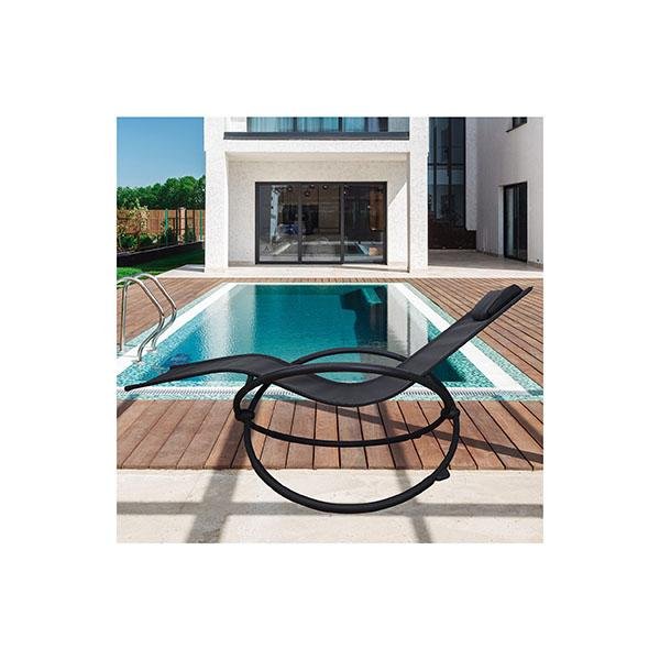 Zero Gravity Portable Foldable Rocking Chair Recliner Black - H&A Outlet