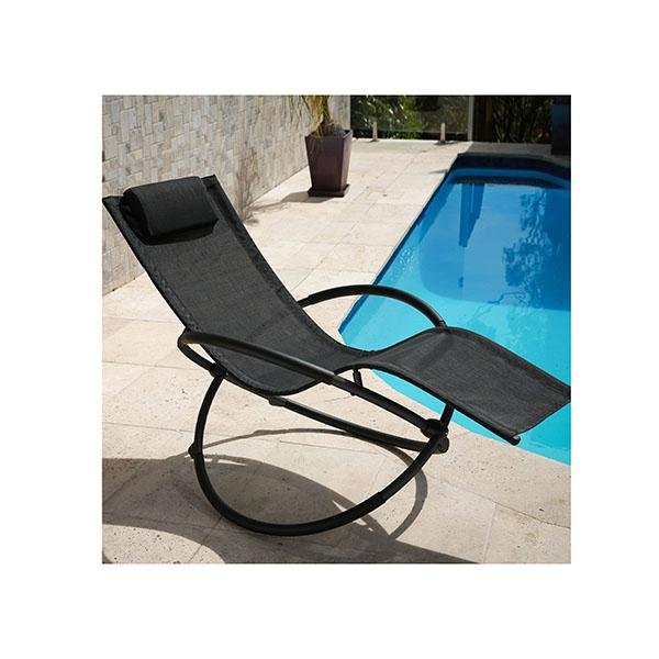 Zero Gravity Portable Foldable Rocking Chair Recliner Black - H&A Outlet